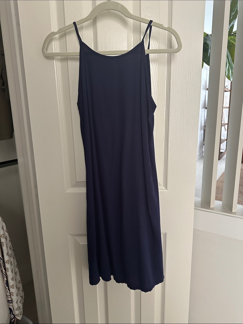 Navy Maxi Slip Dress with Thin Straps